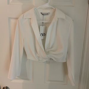 White long sleeve Zara top-NEW